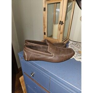 Calvin Klein Menton Men's Loafer Sz 9.5 M Brown Leather Casual Slip-On Shoes